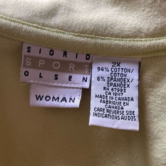 Sigrid Olsen Sport Lime Green Full‎ Zip Sweatshirt 2X - Picture 3 of 6